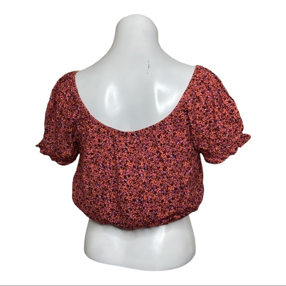 Sky & Sparrow Coral Floral Crop Top Size Medium NWT - Picture 2 of 10